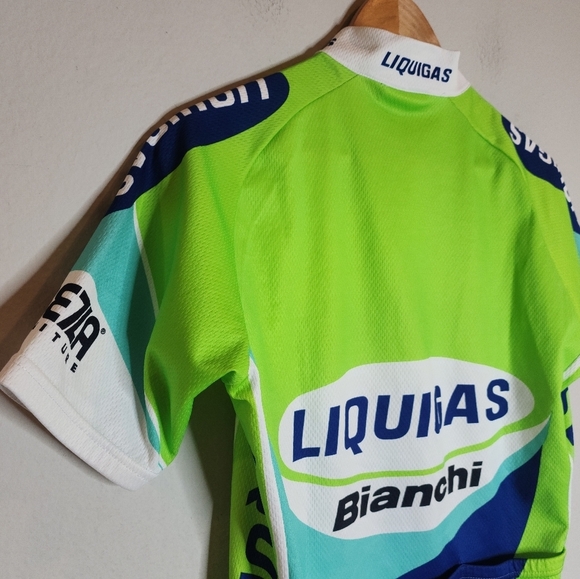 SMS Santini Bianchi Liquigas 1/4 zip cycling jersey. Blue green. Size large - Picture 8 of 16